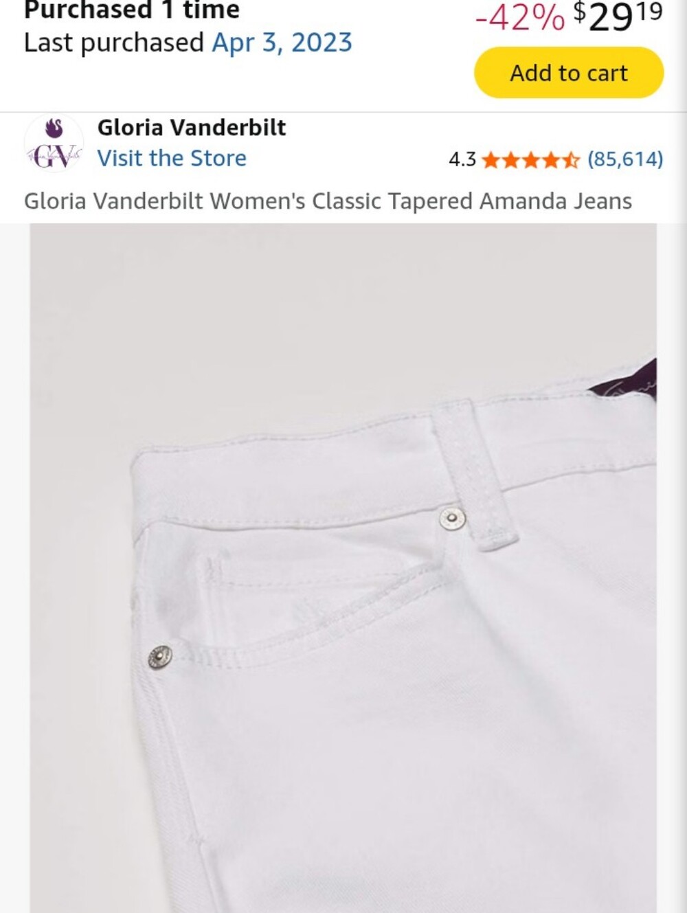 Gloria Vanderbilt "Amanda" Jeans, Size 6 (NWT) - Picture 4 of 4
